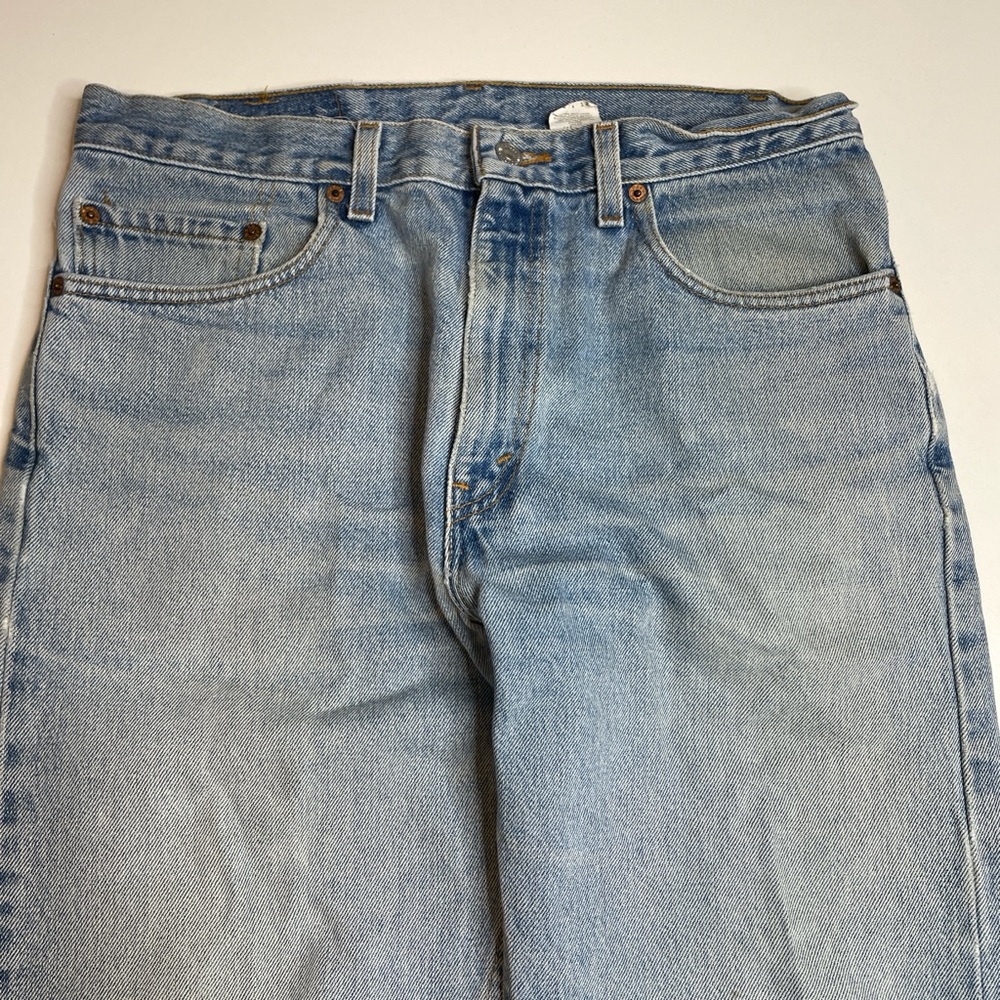 Vintage 90’s Levis 505 Faded Light Wash Jeans Red Tab Made In USA 34x30 Casual - Picture 3 of 8